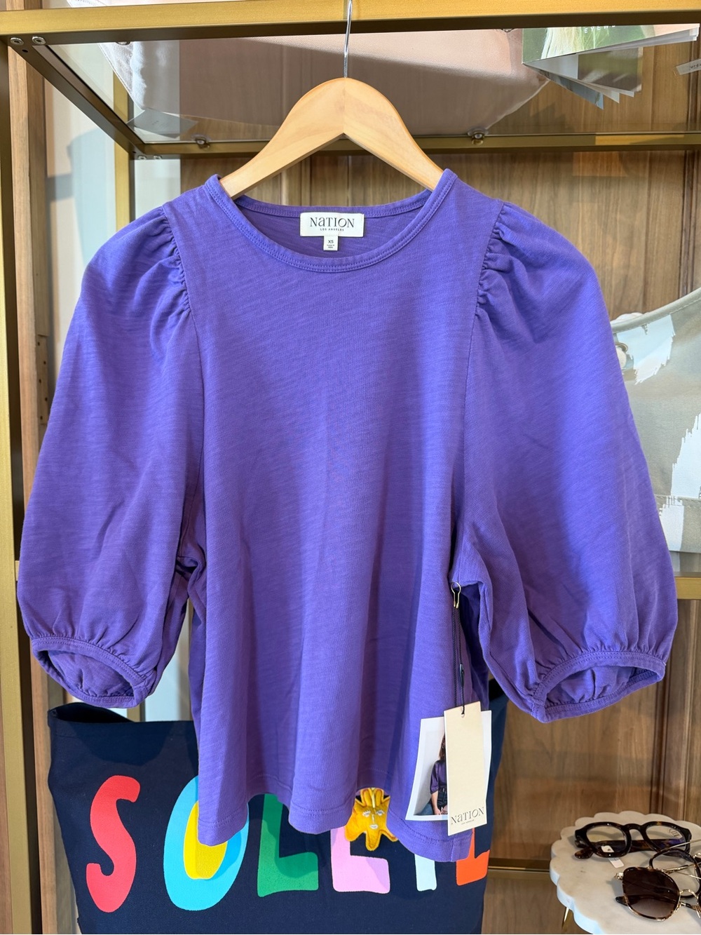 Nation LTD Purple Puff Sleeve Top